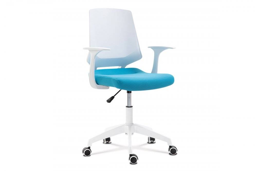 AUTRONIC  KA-R202 BLUE Kancelárska stolička, sedadlo modrá látka, biely PP plast, výškovo nastaviteľná, značky AUTRONIC