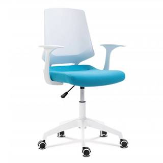 AUTRONIC  KA-R202 BLUE Kancelárska stolička, sedadlo modrá látka, biely PP plast, výškovo nastaviteľná, značky AUTRONIC