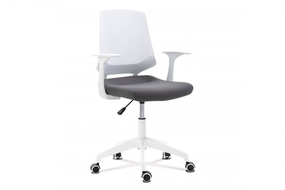 AUTRONIC  KA-R202 GREY Kancelárska stolička, sedadlo sivá látka, biely PP plast, výškovo nastaviteľná, značky AUTRONIC