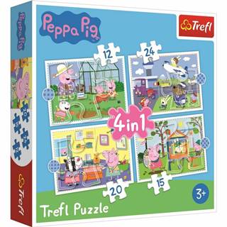 Trefl TREFL Prasátko Peppa: Vzpomínky na prázdniny 12,15,20 24 dielov puzzle, značky Trefl