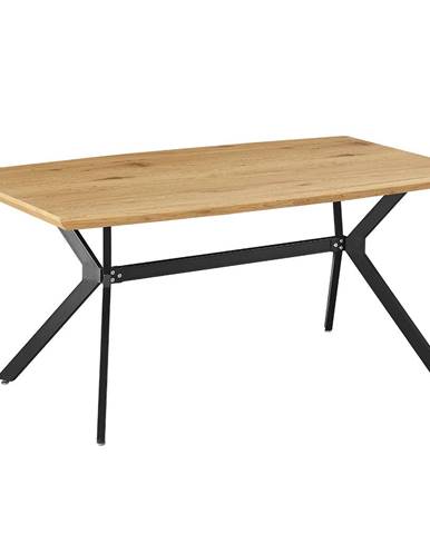 KONDELA Jedálenský stôl, dub/čierna, 160x90 cm, MEDITER