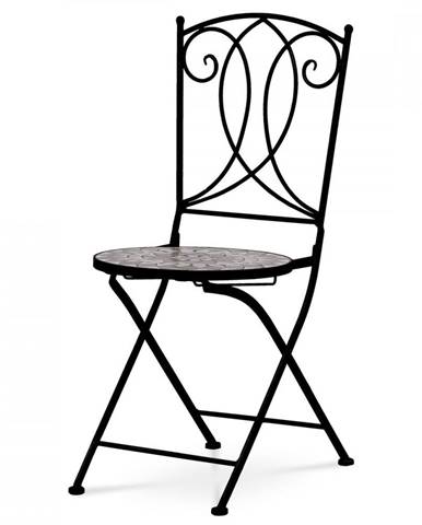 AUTRONIC JF2234 Záhradná stolička, keramická mozaika, kov, čierny lak (dizajnovo k stolu JF2233)