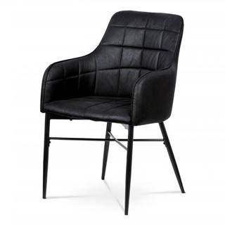 AUTRONIC  AC-9990 BK3 Jedálenská stolička, poťah čierna látka v dekor vintage kože, kovová podnož, černý matný lak, značky AUTRONIC