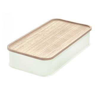 iDesign Biely úložný box s vekom z dreva paulownia  Eco, 21,3 x 43 cm, značky iDesign