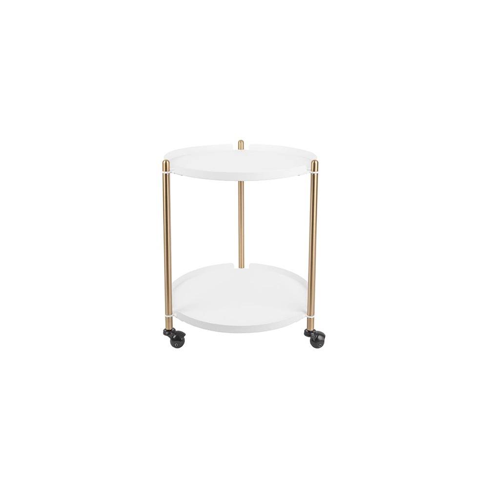Leitmotiv Kovový odkladací stolík v bielo-zlatej farbe  Thrill, značky Leitmotiv