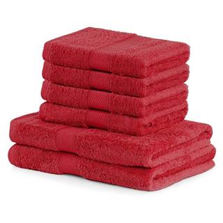 Set 2 červených osušiek a 4 uterákov DecoKing Bamby