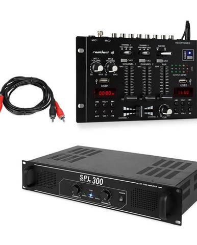 Skytec SPL300, sada s PA zosilňovačom a mixážnym pultom Resident DJ 22 BT