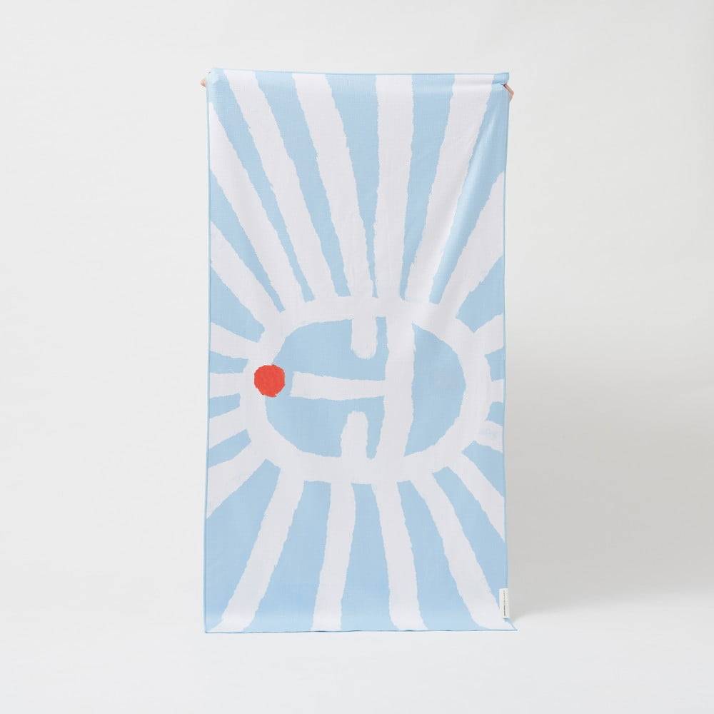 Sunnylife Modrá plážová osuška  Sun Face, 175 x 90 cm, značky Sunnylife