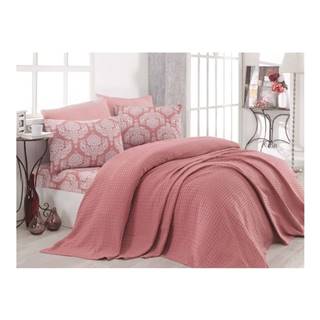 EnLora Home Set ružovej bavlnenej prikrývky, plachty a 2 obliečok na vankúše na dvojlôžko Turro Messo, 200 × 235 cm, značky EnLora Home