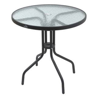 Čierny záhradný stolík so sklenenou doskou Cattara Terst, ø 70 cm