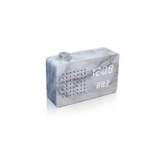 Gingko Sivý budík s bielym LED displejom a rádiom  Radio Click Clock Marble, značky Gingko