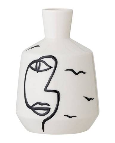 Biela kameninová váza Bloomingville Norma, výška 15,5 cm
