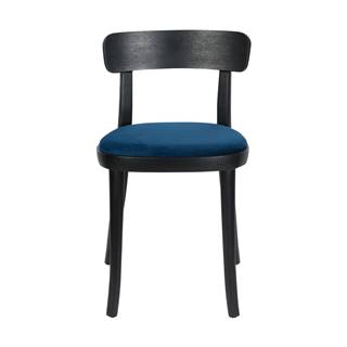 Dutchbone Súprava 2 čiernych jedálenských stoličiek s modrým sedákom  Brandon, značky Dutchbone