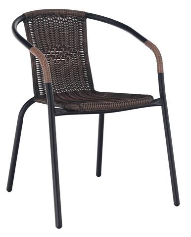 Stohovateľná stolička hnedá/čierny kov DOREN P5 poškodený tovar