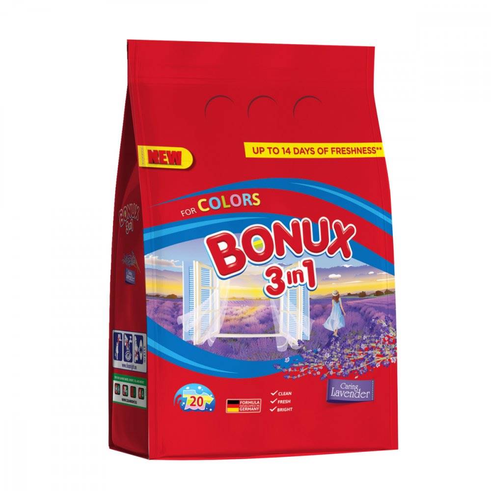 BONUX  PRASOK COLOR CARING LAVENDER 20 PD/1.5KG, značky BONUX