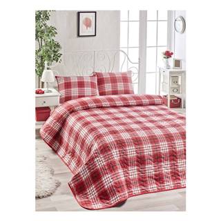 EnLora Home Set červenej bavlnenej prikrývky cez posteľ a 2 obliečok na vankúše Harro Mento, 200 × 220 cm, značky EnLora Home