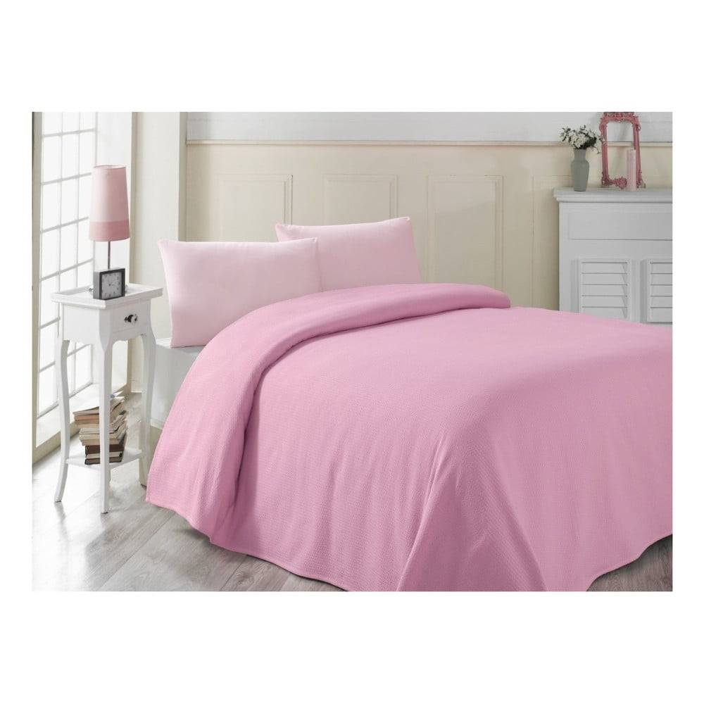 Victoria Ružová ľahká prikrývka cez posteľ Pembe, 200 x 230 cm, značky Victoria