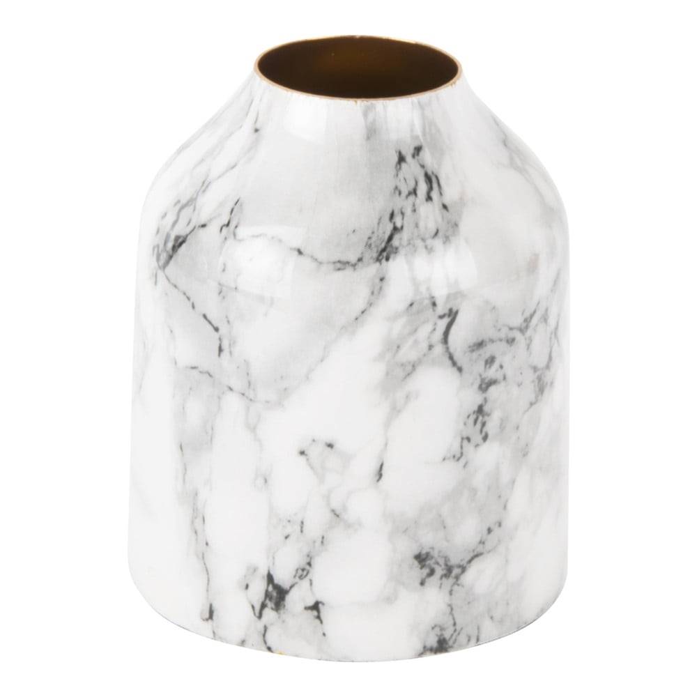 PT LIVING Bielo-čierna železná váza  Marble, výška 10 cm, značky PT LIVING