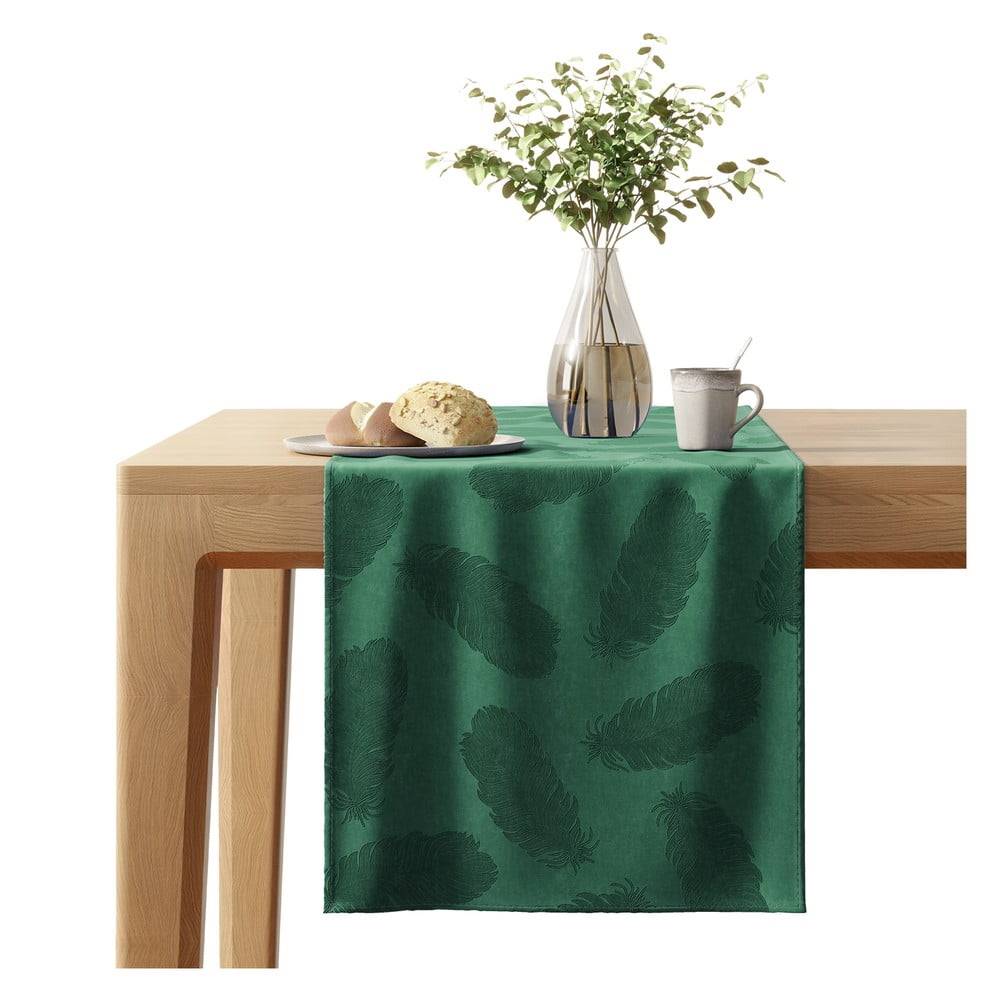 AmeliaHome Zelený behúň na stôl so zamatovým povrchom  Peacock, 40 x 140 cm, značky AmeliaHome