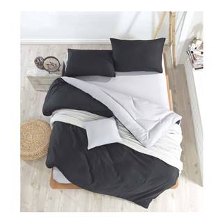 EnLora Home Čierno-sivé obliečky s plachtou na dvojlôžko Permento Masilana, 200 × 220 cm, značky EnLora Home