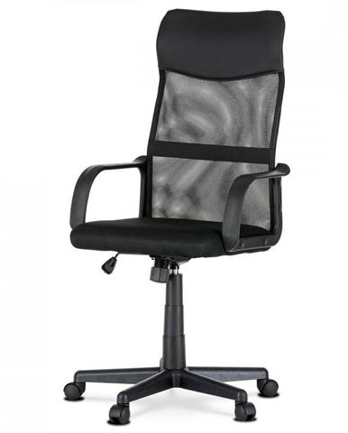 AUTRONIC KA-L601 BK Kancelárska stolička, poťah čierna ekokoža a čierna sieťovina MESH, hojdací mechanizmus