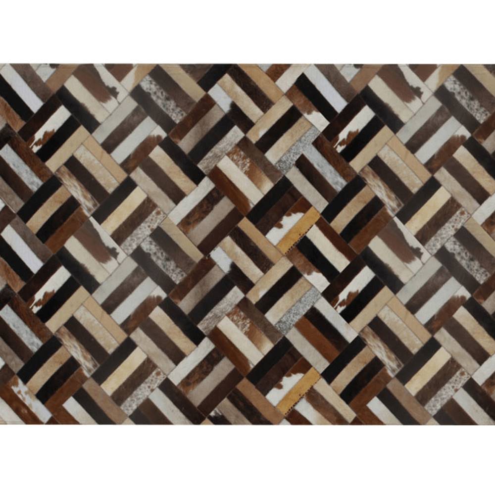 Kondela KONDELA Luxusný kožený koberec, hnedá/čierna/béžová, patchwork, 120x180 , KOŽA TYP 2, značky Kondela