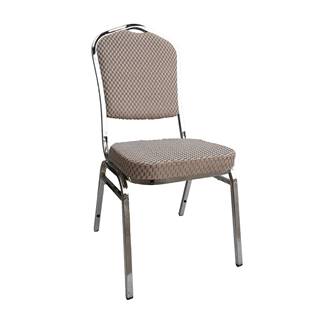 KONDELA Stohovateľná stolička, béžová/vzor/chróm, ZINA 3 NEW