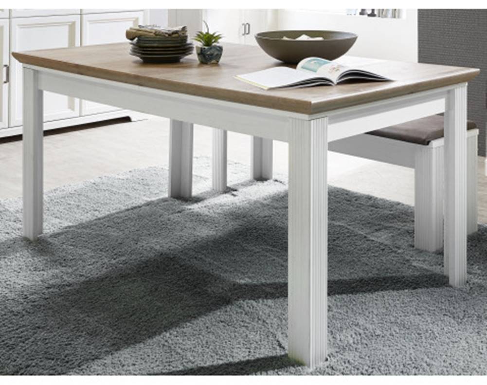 ASKO - NÁBYTOK Rozkladací jedálenský stôl Jasmin 160x90 cm, bielená pínia/dub, značky ASKO - NÁBYTOK