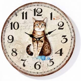 Nástenné hodiny Vintage mačka, 33 cm