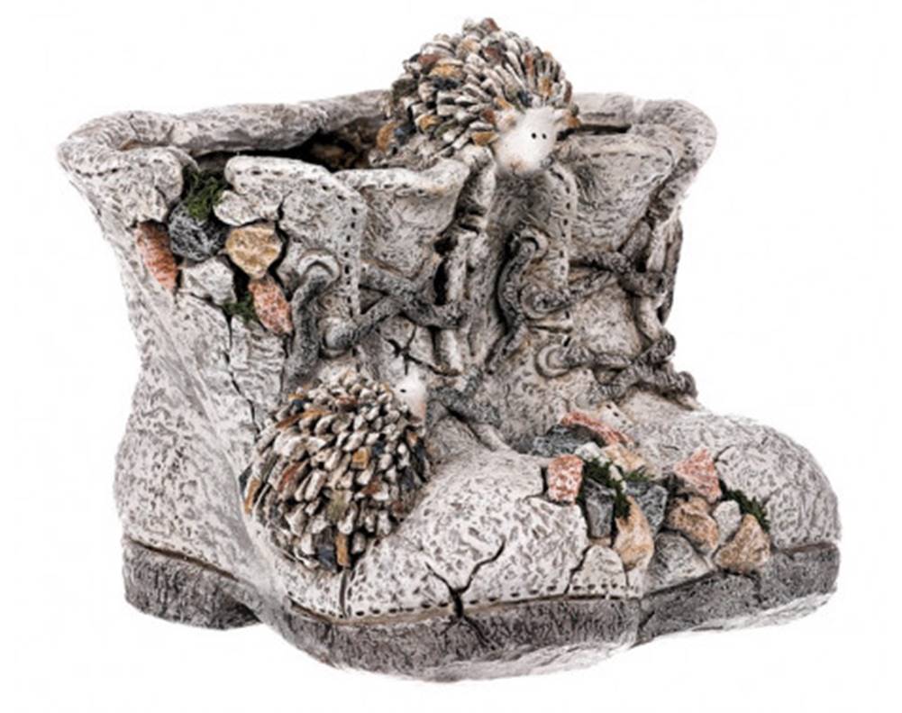 ASKO - NÁBYTOK Obal na kvetináč Topánky s ježkami 25 cm, kamenný vzhľad, značky ASKO - NÁBYTOK