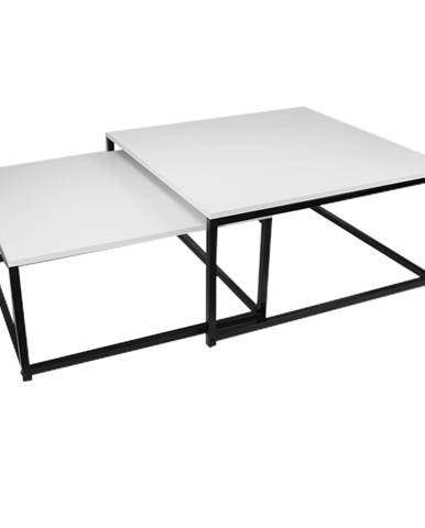KONDELA Set dvoch konferenčných stolíkov, matná biela/ čierna, KASTLER NEW TYP 1