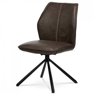 AUTRONIC  HC-397 BR3 Jedálenská stolička, hnedá látka v dekore vintage kože, kov - černý lak, spätný mechanizmus, značky AUTRONIC