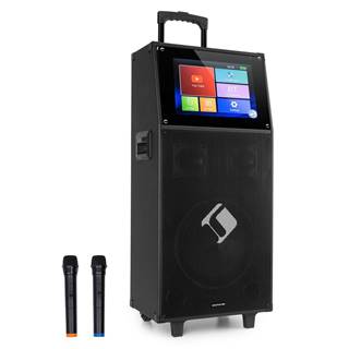 Auna  KTV M, karaoke systém, 12,1" dotykový displej, 2 UHF mikrofón, WiFi, BT, USB, SD, HDMI, vozík, značky Auna