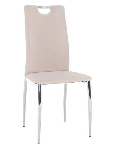 Jedálenská stolička béžová Dulux Velvet látka/chróm OLIVA NEW P1 poškodený tovar