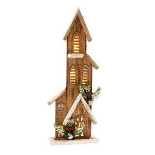 Dakls Drevená dekorácia v tvare domčeka so svetlom , výška 40 cm, značky Dakls