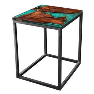 Odkladací stolík RESIN 40x40 cm, zelená/sivá
