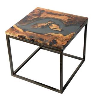 Sconto Odkladací stolík RESIN 50x50 cm, sivá, značky Sconto