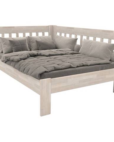 Rohová posteľ APOLONIE pravá, buk/biela, 140x200 cm