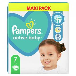 PAMPERS  ACTIVE BABY PLIENKY VELKOST 7 40 KS 15KG+, značky PAMPERS