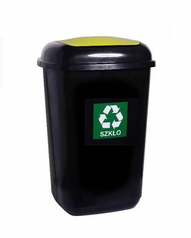 Kôš na separovaný odpad 45 l, plastový, QUATRO zelený - sklo