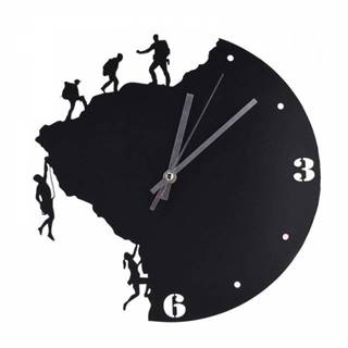 Nástenné hodiny dizajn HOROLEZCI, priemer 30 cm, čierne