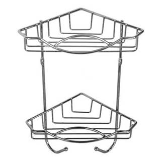 Kinekus 2-poschodová rohová polička, 22,5 x 14,8 x 30 cm, chróm, značky Kinekus