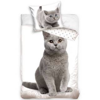 TipTrade Bavlnené obliečky Mačka a mačiatko, 140 x 200 cm, 70 x 90 cm