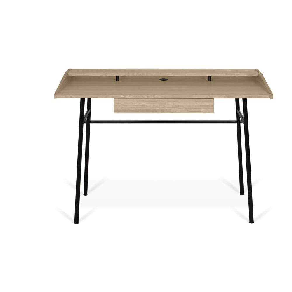 TemaHome Pracovný stôl s doskou z duba a čiernymi nohami  Ply, značky TemaHome