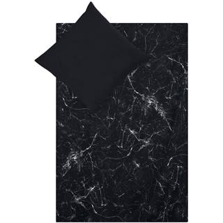 Čierne obliečky na jednolôžko z bavlneného perkálu Westwing Collection Malin, 135 x 200 cm