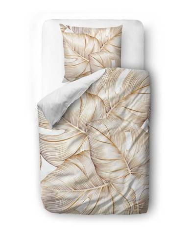 Bavlnená saténová posteľná bielizeň Butter Kings Golden Leaves, 135 x 200 cm