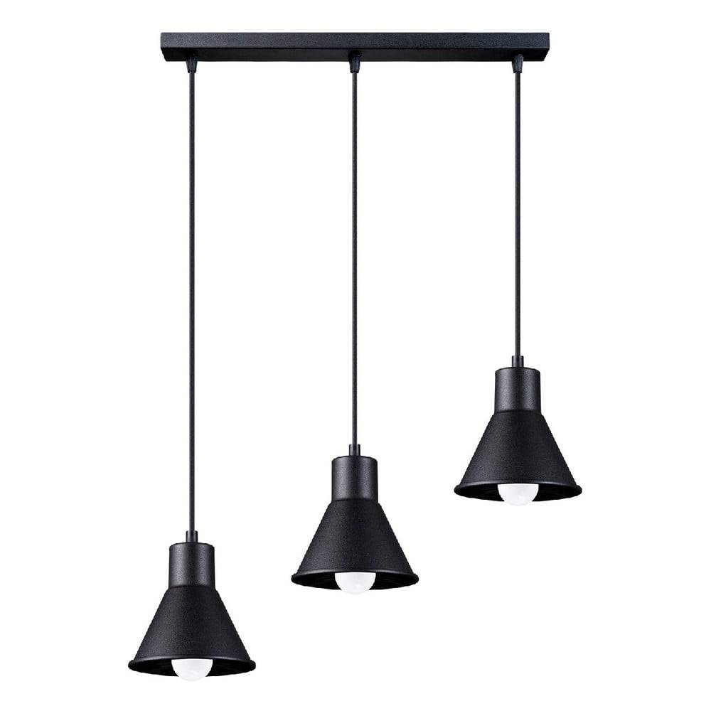 Nice Lamps Čierne závesné svietidlo s kovovým tienidlom 45x14 cm Martina - , značky Nice Lamps