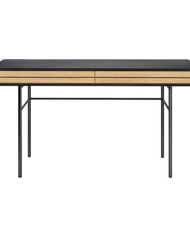 Čierny písací stôl Woodman Stripe, 130 x 60 cm