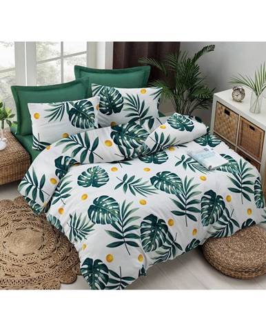 Posteľné obliečky z polybavlny EnLora Home Monstera V2 Green, 140 x 200 cm