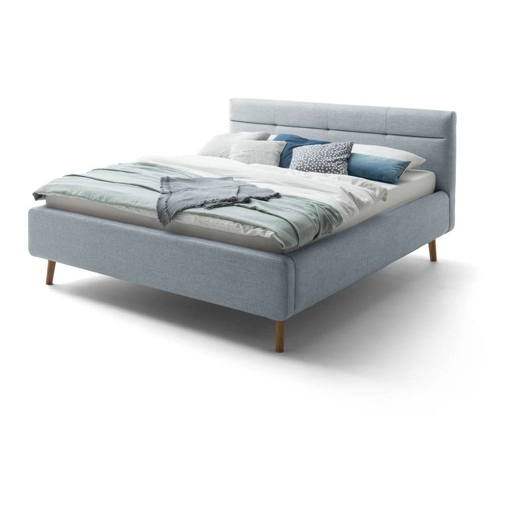 Meise Möbel Modrá čalúnená dvojlôžková posteľ s úložným priestorom s roštom 160x200 cm Lotte - , značky Meise Möbel